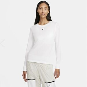 Nike White Fitted Long Sleeve Hoodie